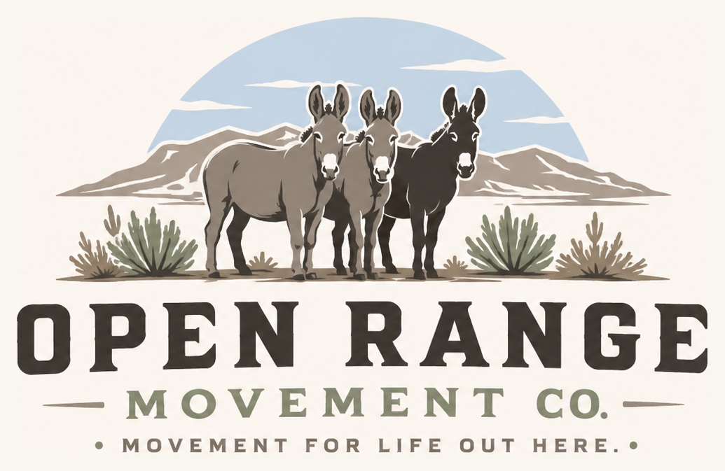 Open Range Movement Co. logo featuring three high-desert burros